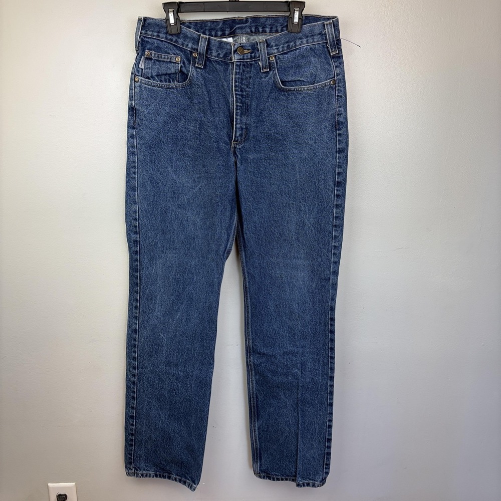 Carhartt B480‎ Jeans Mens 35x34 Blue Relaxed Fit Tapered Leg Denim Medium Wash